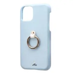 【新品】iPhone11Pro リング付 PUレザー シェルケース ブルー