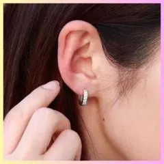 ハーフエタニティ フープピアス シルバー CZ ダイヤ 高級感 ジルコニア