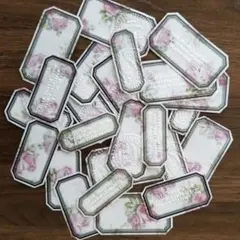 ♡コラージュ素材♡⑨トレーシングペーパーのラベルシールローズ柄