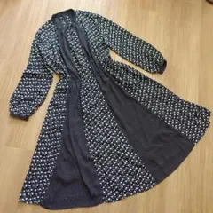 大きいサイズ ソークロース ディノス フラワー 水玉 ロングワンピース ブラック