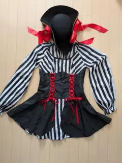 ストライプのフレアワンピース＆ハット　ハロウィン　カリビアン風