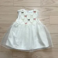 toccaリボン刺繍 フリル袖 ホワイトドレス