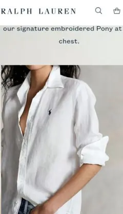 【大人気★麻100%★美品】ラルフローレン リネンシャツ★ホワイト白★長袖★M★ ローレン ラルフ ローレン LAUREN RALPH LAUREN リネン シャツ