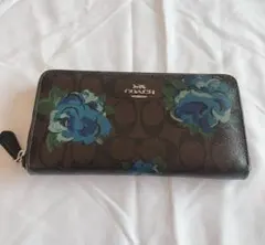 COACH/コーチ長財布F39189 ブラウンブラックマルチ フラワープリント