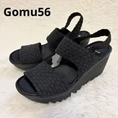 新品✨Gomu56 厚底サンダル　黒　ウェッジソール　メッシュ　洗える