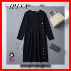 VIRINA ヴィリーナ マタニティワンピース ドット柄 水玉 ブラック 授乳