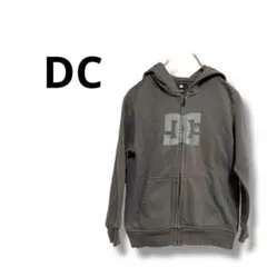 【ディーシー】パーカー　ロゴ　スウェット　フード　カジュアル　グレー　S