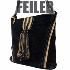 美品 希少 FEILER フェイラー ショルダーバッグ タッセル ブラック 