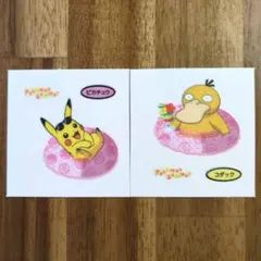 ポケモンパン　デコキャラシール　Summer　ピカチュウ　コダック