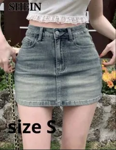 SHEIN デニムスカート Sサイズ インパン付き ブルー タグ付き 美品