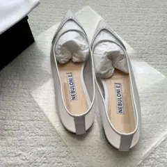 美品 ネブローニ TULLE フラットシューズ 22.5㌢ 白 - メルカリ