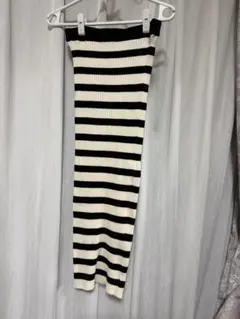 H&M リブ編みボーダータイトスカート