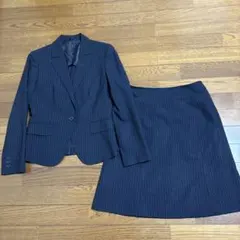 THE SUIT COMPANY スカートセットアップ 濃紺ストライプテーラード