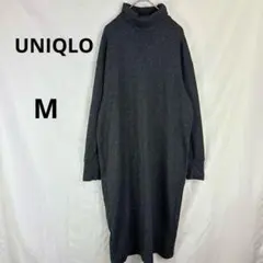 UNIQLO◇ユニクロ　タートルネックニットワンピース【M】ダークグレー　秋冬