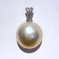 K18WG 天然 マベパール ダイヤ ネックレス ペンダントトップ 6.6g