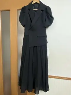 ROYAL PARTY プリーツ 半袖 ジャケット ワンピース