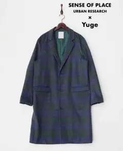 センスオブプレイス ×Yugeブラックウォッチ メルトンチェスターコートM