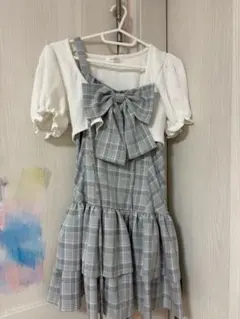 evelyn リボンカーデセットワンピース アイスグレー - メルカリ