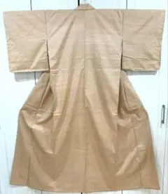真綿紬　ベージュ 無地 正絹　新古品　カジュアル　tjk011