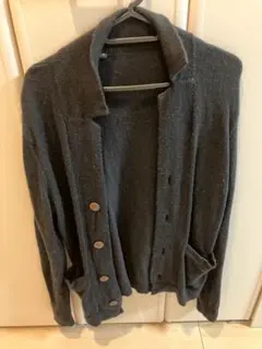 ウール100% ダークグレー カーディガン S