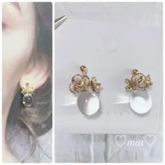 No.1106 お花　雫クリア　ピアス　イヤリング　ハンドメイド