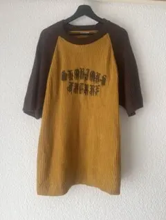 半袖リブニット・ブラウン・マスタード