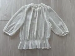 【美品】GU ジーユー　レディース　シアー　ドット　ブラウス　ホワイト　Lサイズ