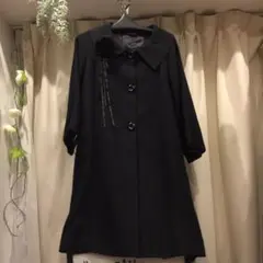 Special sale▶︎黒七分袖ミドルコートMLコサージュ付美品！保護者会最適のサムネイル
