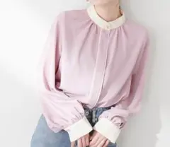 natural couture長袖ブラウス FREE ピンク　レディース