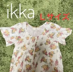 ikka 花柄ワンピース 半袖 ひざ丈 フレア Uネック 可愛いのサムネイル