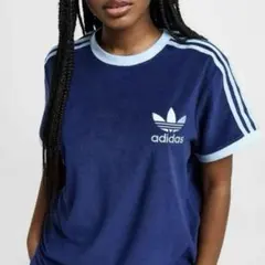 adidas アディダス テリー スリーストライプス 半袖Tシャツ パイル地 M