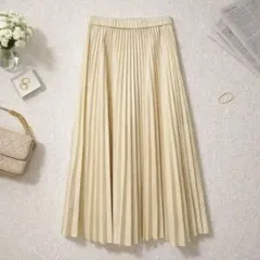 組曲 プリーツロングスカート アイボリー ウエストゴム F
