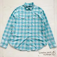 Polo Ralph Lauren 水色チェック ウエスタン XL#886