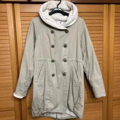 ●クリーニング済● KBF ボアモッズコート　ビッグフード　ボタン　ベージュ