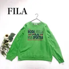 FILA　スウェット　トレーナー　裏起毛　ゆるだぼ　古着　L　グリーンのサムネイル