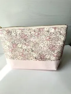 リバティ　ミシェル　ニュアンスピンク　マチ付きポーチ