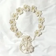 ハンドメイド　編み物　カチューシャ　バブーシュカ　ヘッドドレス　お花　かぎ針編み