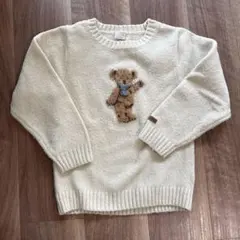 petit main テディベア刺繍 セーター　ニット　アイボリー