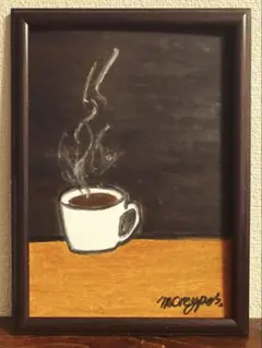 【コーヒーが冷めるまで】原画　クレヨン画　パステル画　オイルパステル