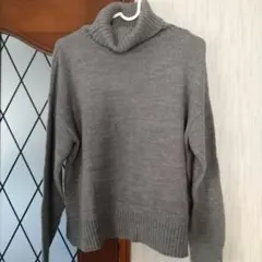 GU グレー タートルネックセーター XL