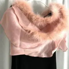 ファー付きシフォンストール　　　ショール　　ストール