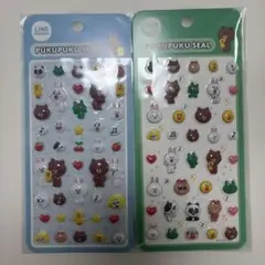 ラインフレンズ　LINE FRIENDS ぷくぷく シール　2種