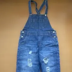 デニムオーバーオール Mサイズ ダメージ加工