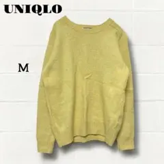 ユニクロ ウールブレンド クルーネックニット セーター イエロー　M シンプル