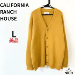 【モヘア混】カリフォルニアランチハウス カーディガン 黄 L オーバーサイズ