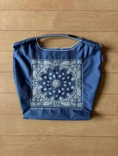 美品　BALL＆CHAIN ボールアンドチェーン　バンダナ刺繍　ネイビー　M