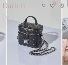 Darich キルティングビジュースクエアミニバッグ バニティ ブラック