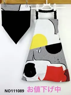 可愛いリバーシブルのお洒落なハンドメイド子供エプロンと三角巾のセット