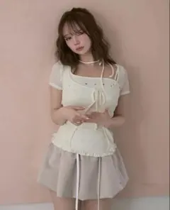 最終値下げ】andmary ♡Flower ribbon tops blue - メルカリ