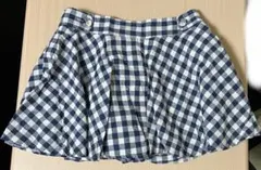 キッズ子供服ネイビー・ホワイトのギンガムチェックフレアキュロット 150cm